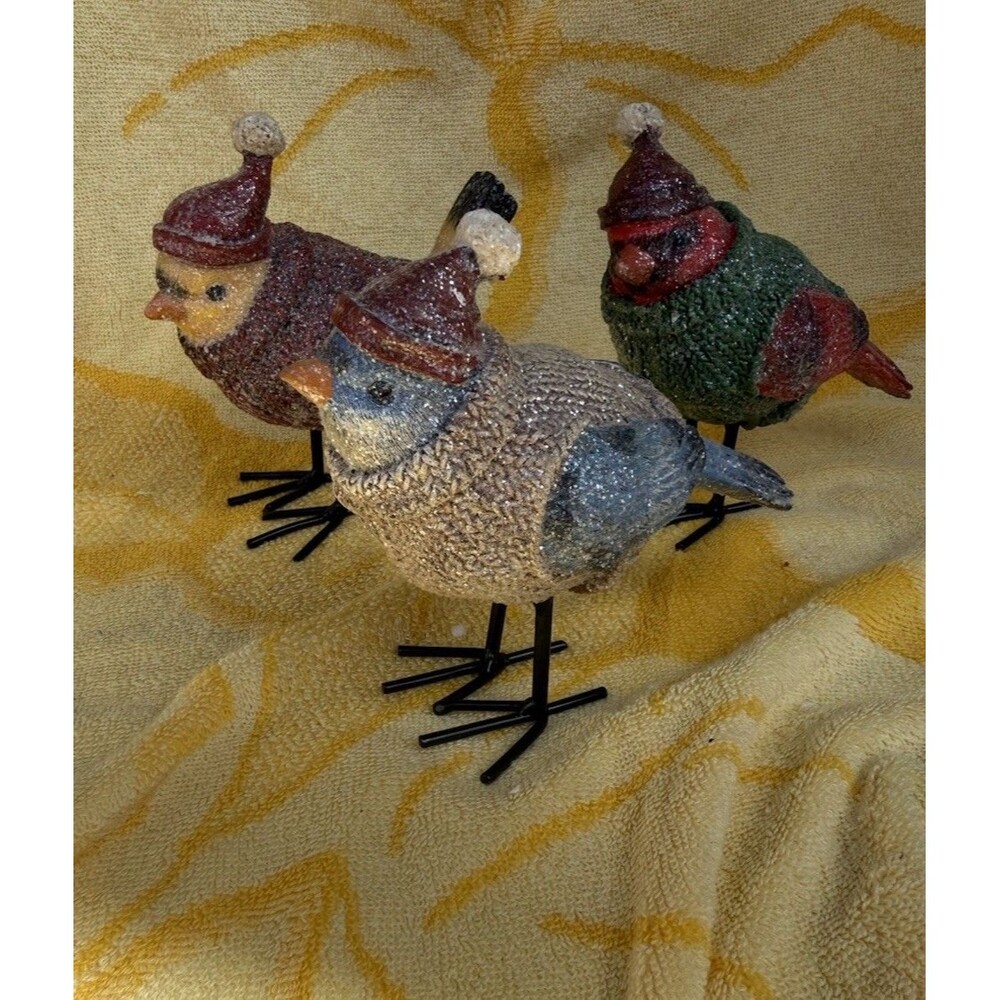 Vintage Set of 3 Chickadees Bird Figurines